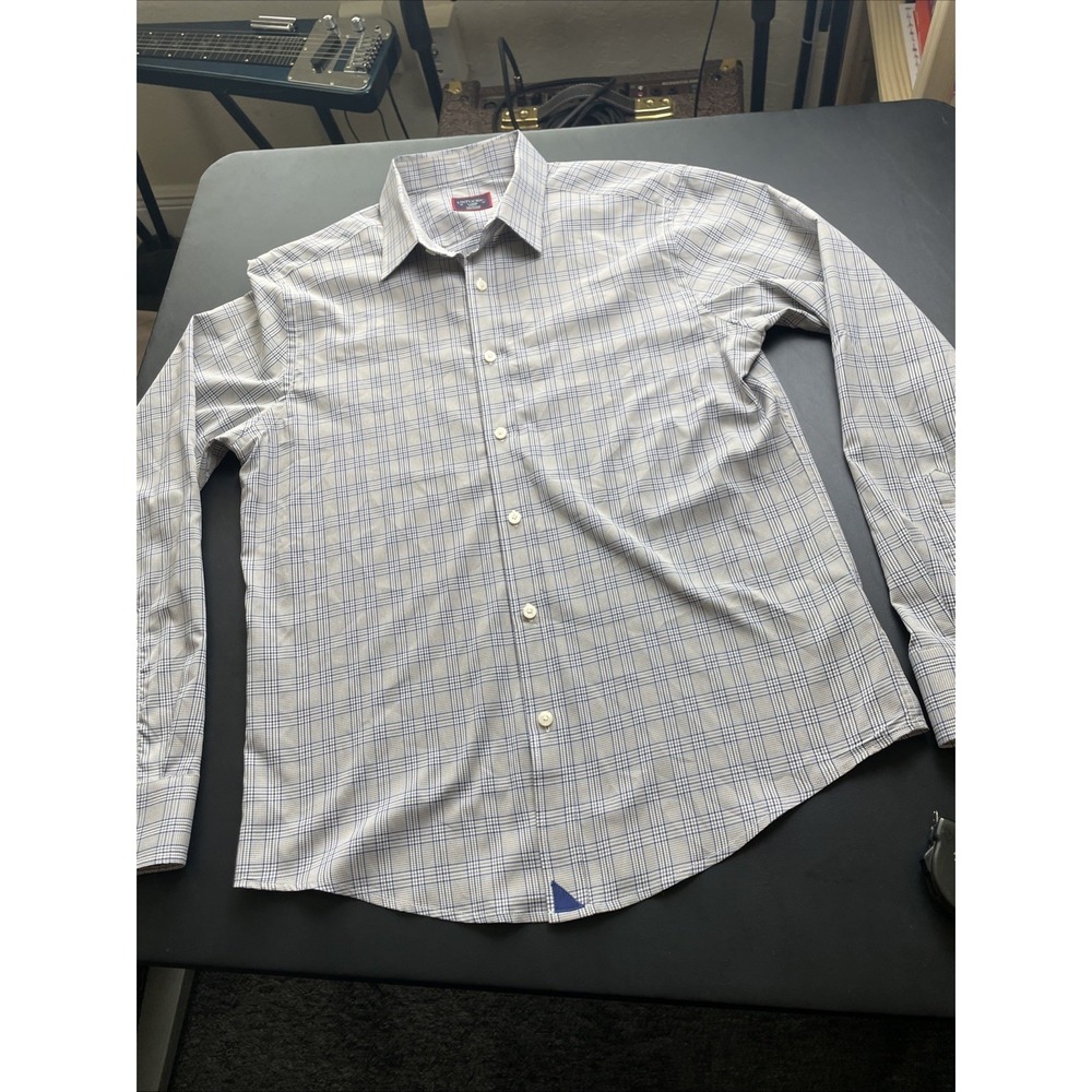 Untuckit Large Slim Fit Polyester Gray Blue Brown Plaid Long Sleeve from 2022 - Picture 5 of 14